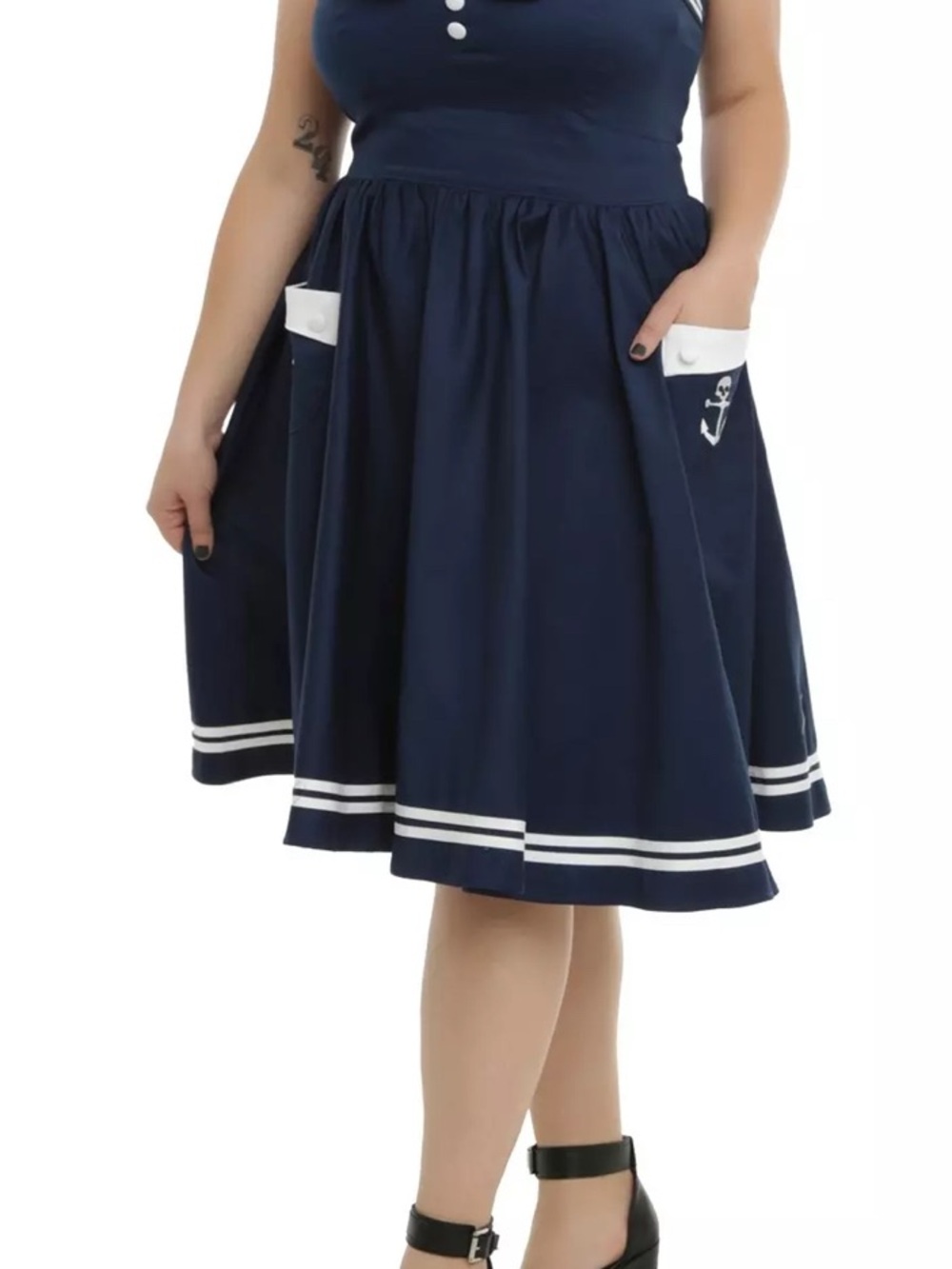 Hell Bunny Vixen Sailor Midi Dress Rockabilly style